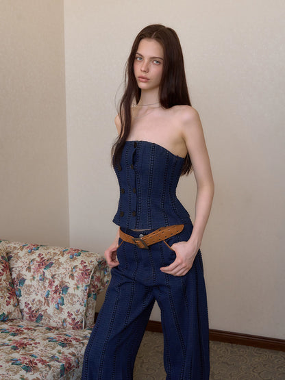 Striped Denim Set