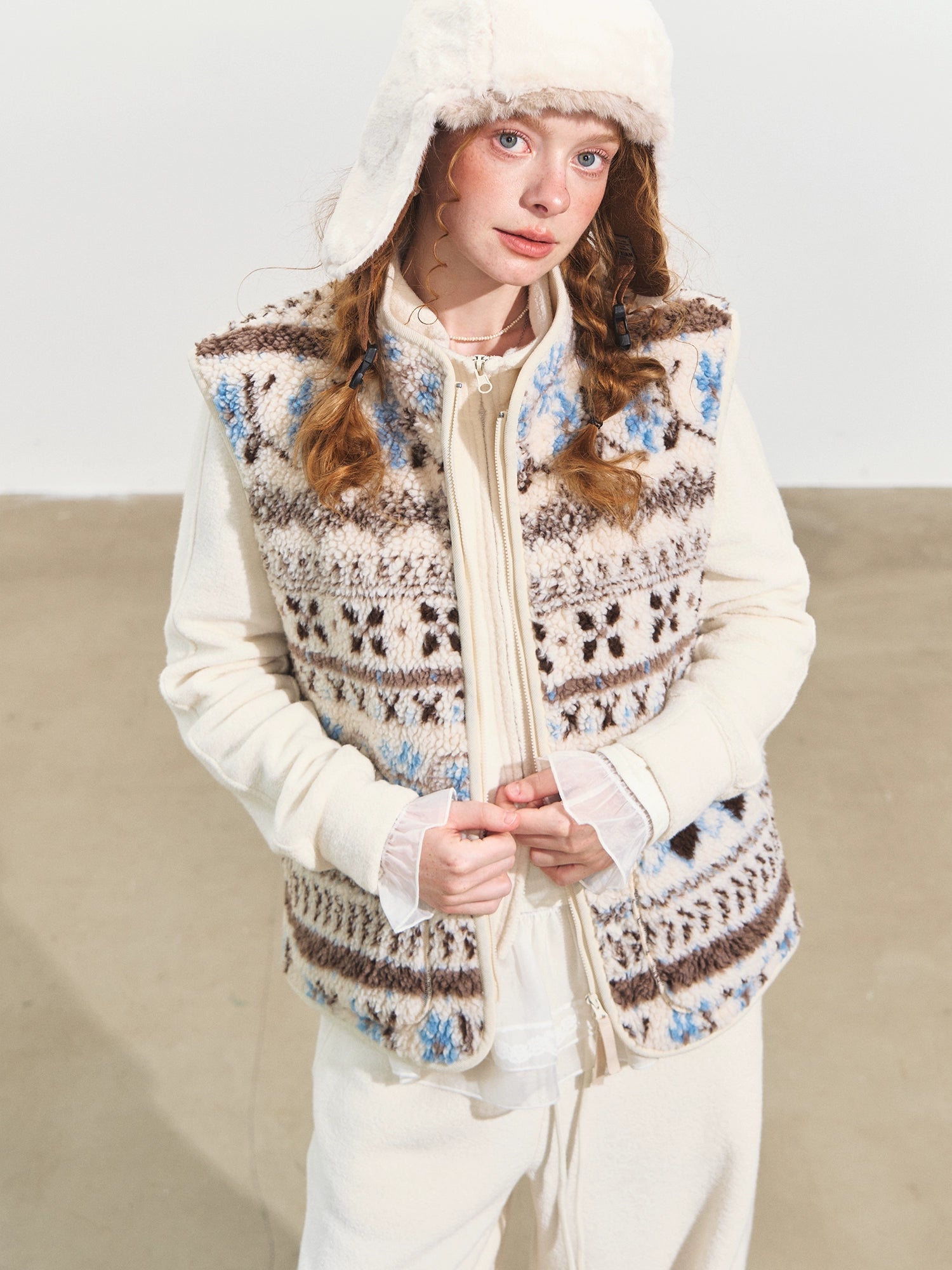 Fair Isle Patterned Fleece Vest