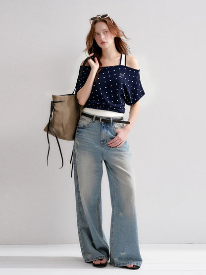 Polka Dot Contrast Top
