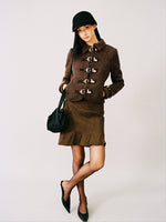 Metal-Button Wool-Blend Structured Short Jacket