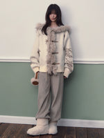 Hooded Toggle Knit Jacket