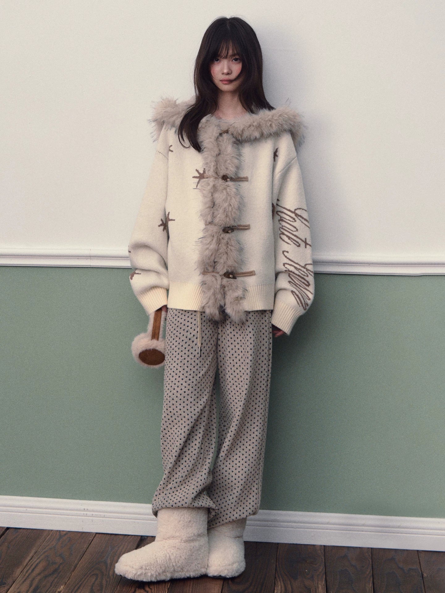 Hooded Toggle Knit Jacket