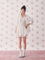Lace Cutout Shirt & Skirt Set