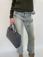 Double Waist Flared Denim Pants