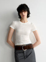 Split-Line Sheer Short Sleeve T-shirt