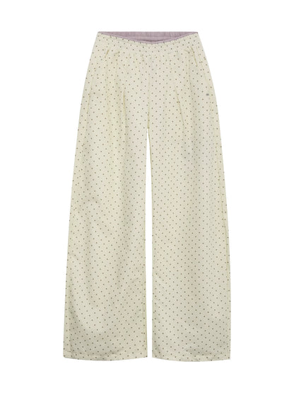 Apricot Star Printed Wide-Leg Pants