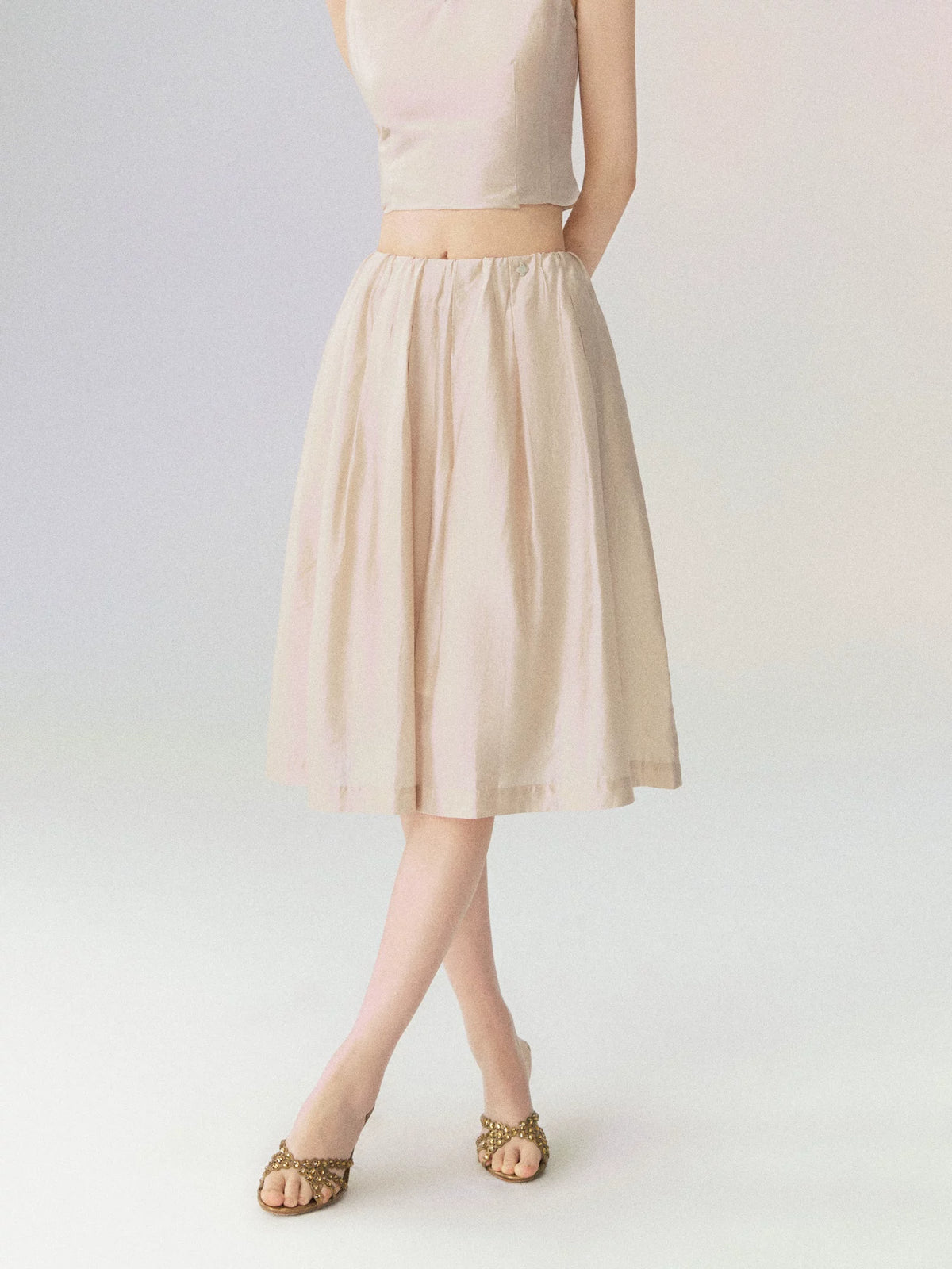 Sailor Collar Sleeveless Top &amp; Pleated Skort Set