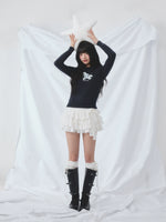 Navy Blue Butterfly Knit Top