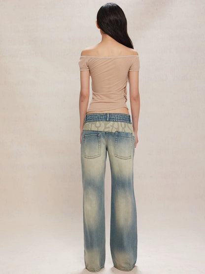 Apricot Embellished Mesh-Trim Knit Top