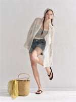 Embroidered Eyelet Cover-Up Shirt