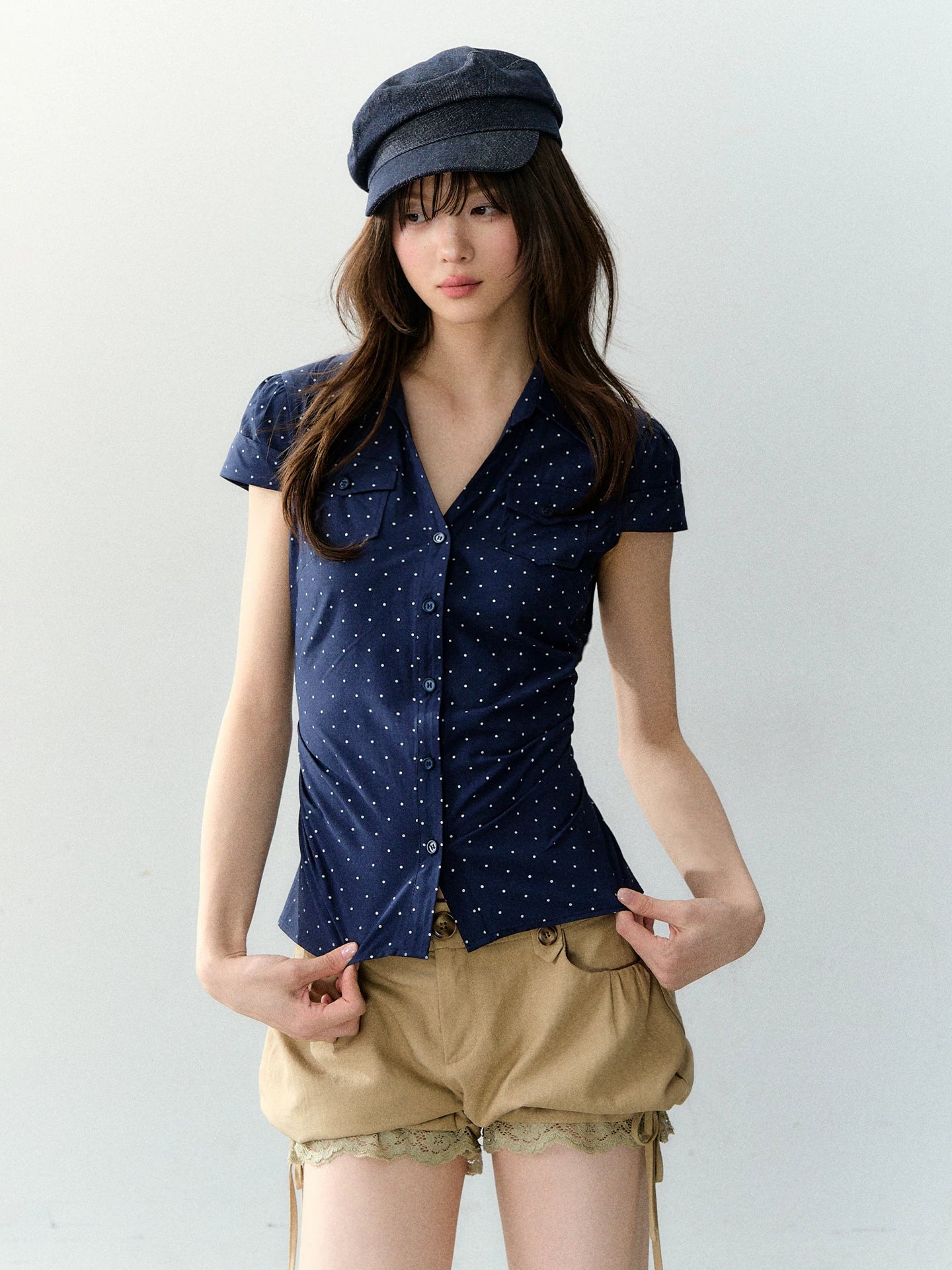 Vintage Polka Dot Pocket Shirt