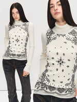 Paisley Turtleneck Knit Top