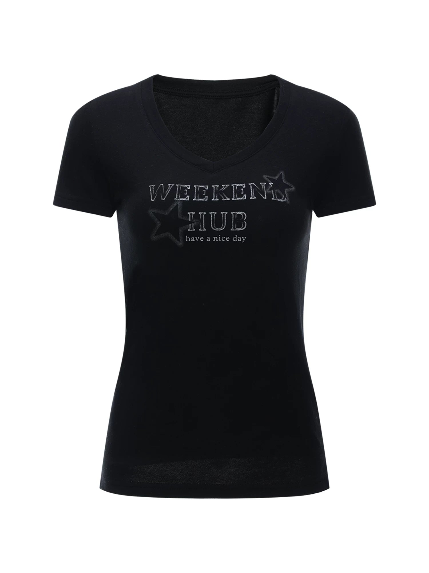 Letter Print V-Neck T-Shirt