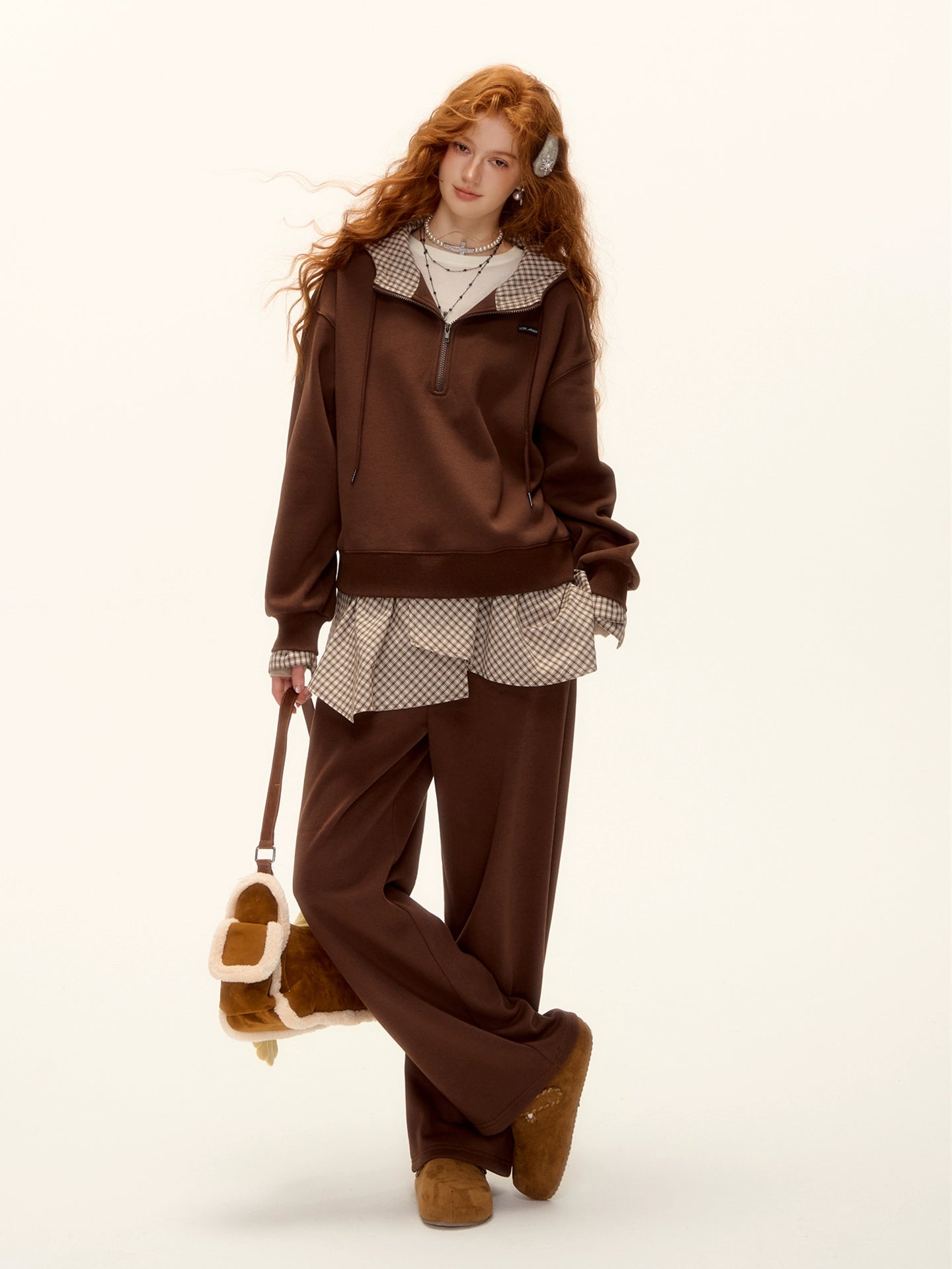 Plaid Hoodie Sweatpants Set