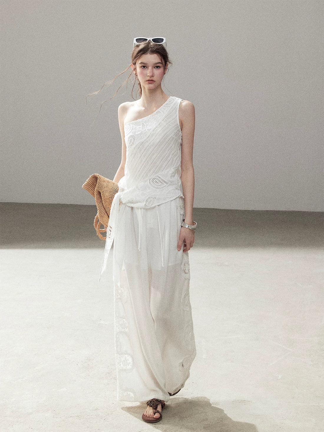 Hollow Knit Tank Top &amp; Pants Set