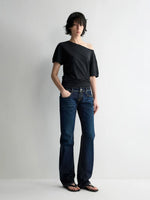 One-Shoulder Pleated Waist T-shirt