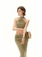 Twisted Halter Top & Skirt Set