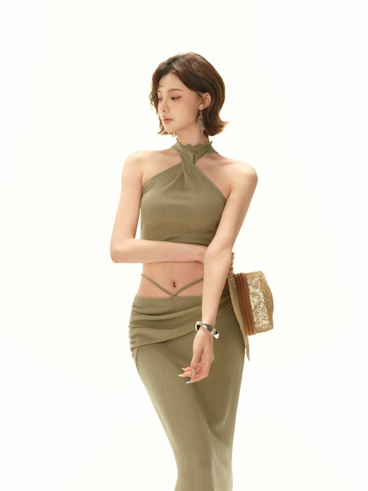 Twisted Halter Top &amp; Skirt Set