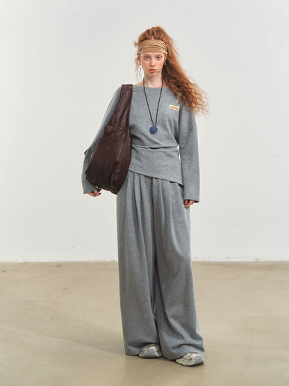 Off-Shoulder Irregular Blouse &amp; Pleated Pants Set
