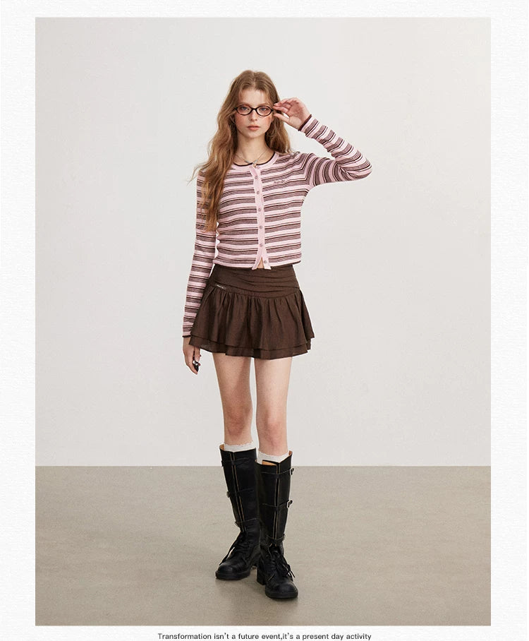 Pleated A Line Skirt