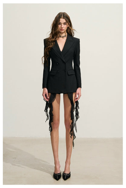 Black Hourglass Slim-Fit Blazer Coat