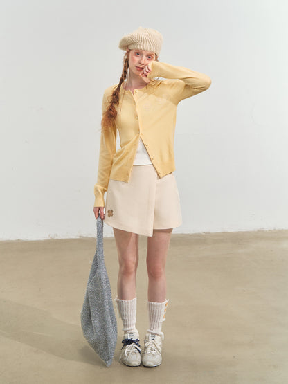 Crewneck Cartoon Patch Embroidered Cardigan