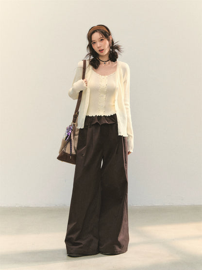 Lettuce-Edge Cardigan &amp; Camisole Set