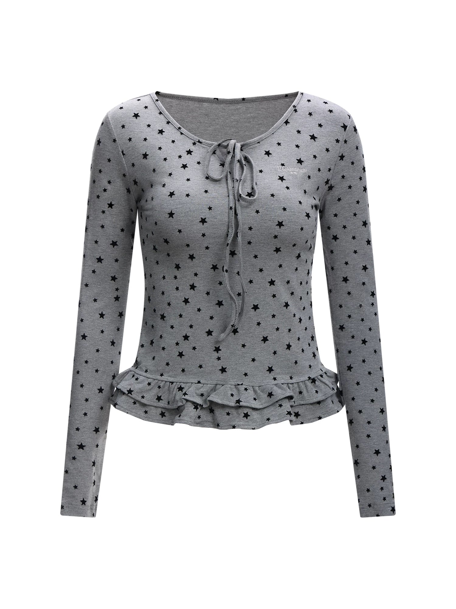 Star Ruffle Waist Knit Top