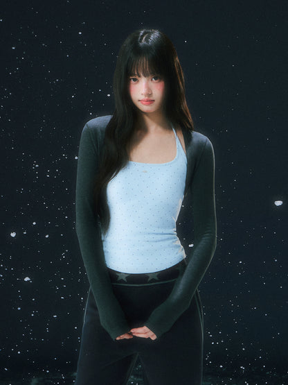 Light Blue Contrast Polka Dot Camisole Set