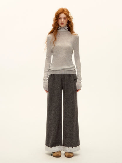 Wool-Blend Turtleneck Knit Top