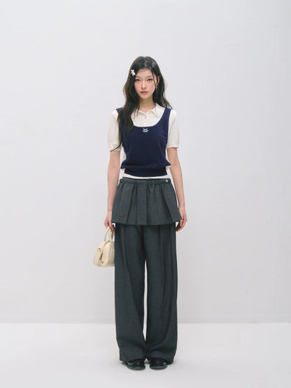 Detachable Pleated Layered Pants Set