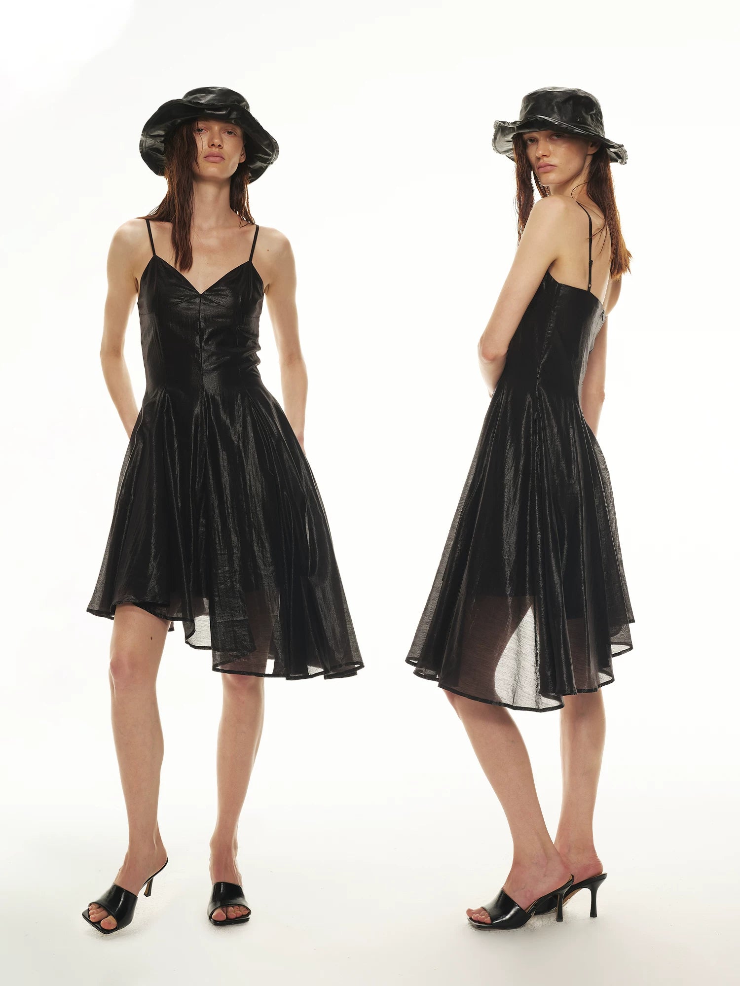 Coated Silk Little Black Dress
