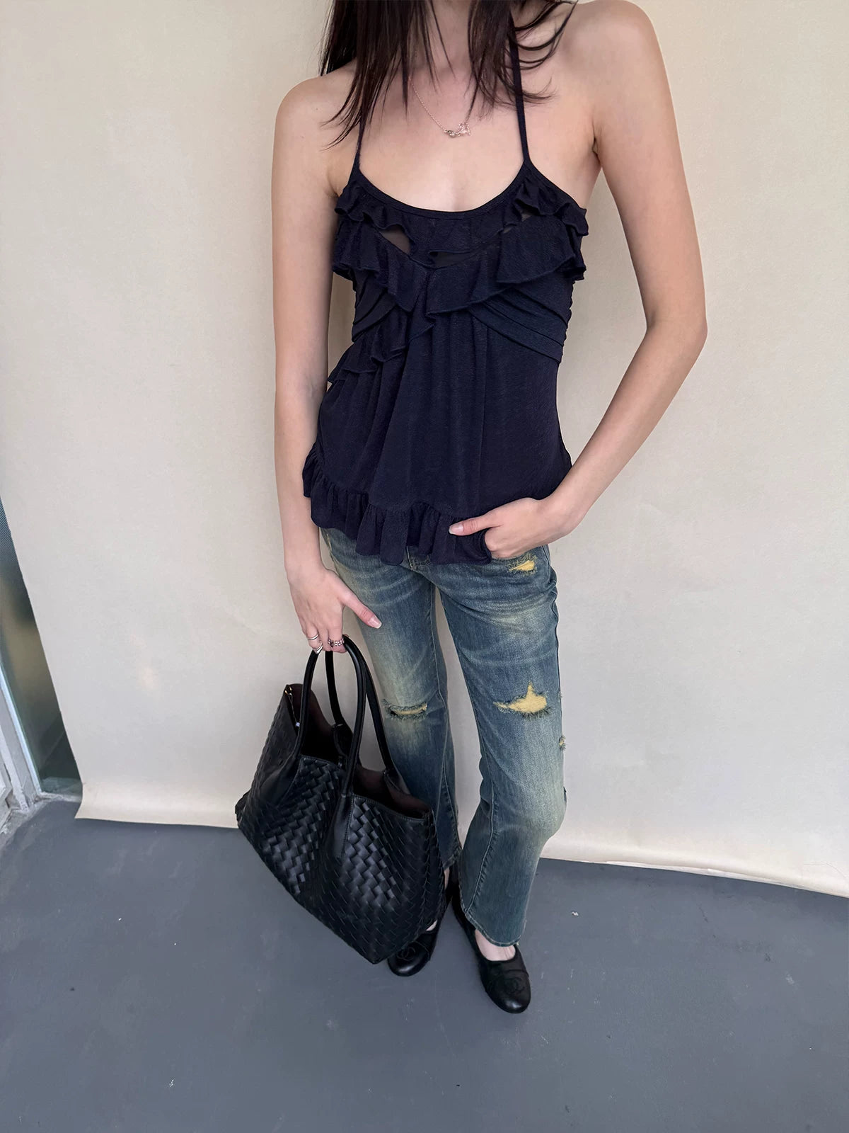 Lace Panel Acetate Camisole