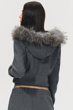 Detachable Fur Collar Hoodie & Sweatpants Set