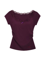 Lace Patchwork Purple Tee