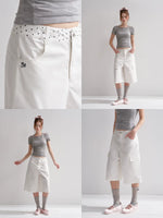 White Polka-Dot Cargo Culottes