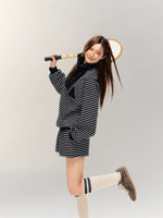 Striped Embroidered Sweatshirt & Shorts Set