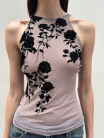 Flocked Mesh Floral Violet Cami