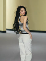 Camellia Stripe Halter Tank