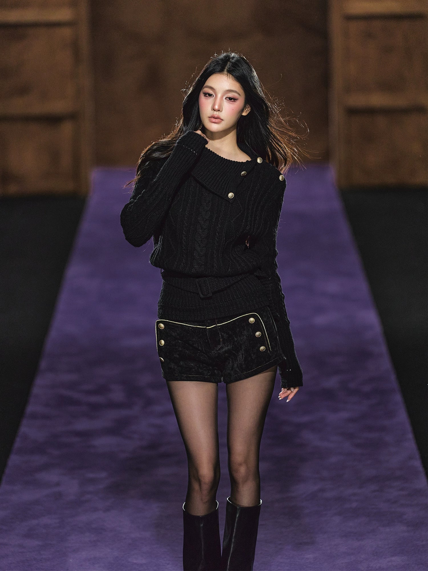 Wool Cable Mock-Neck Sweater