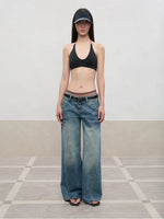Layered Color Blocking U-Neck Halter Vest