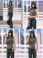 Gray Plaid Cami Set