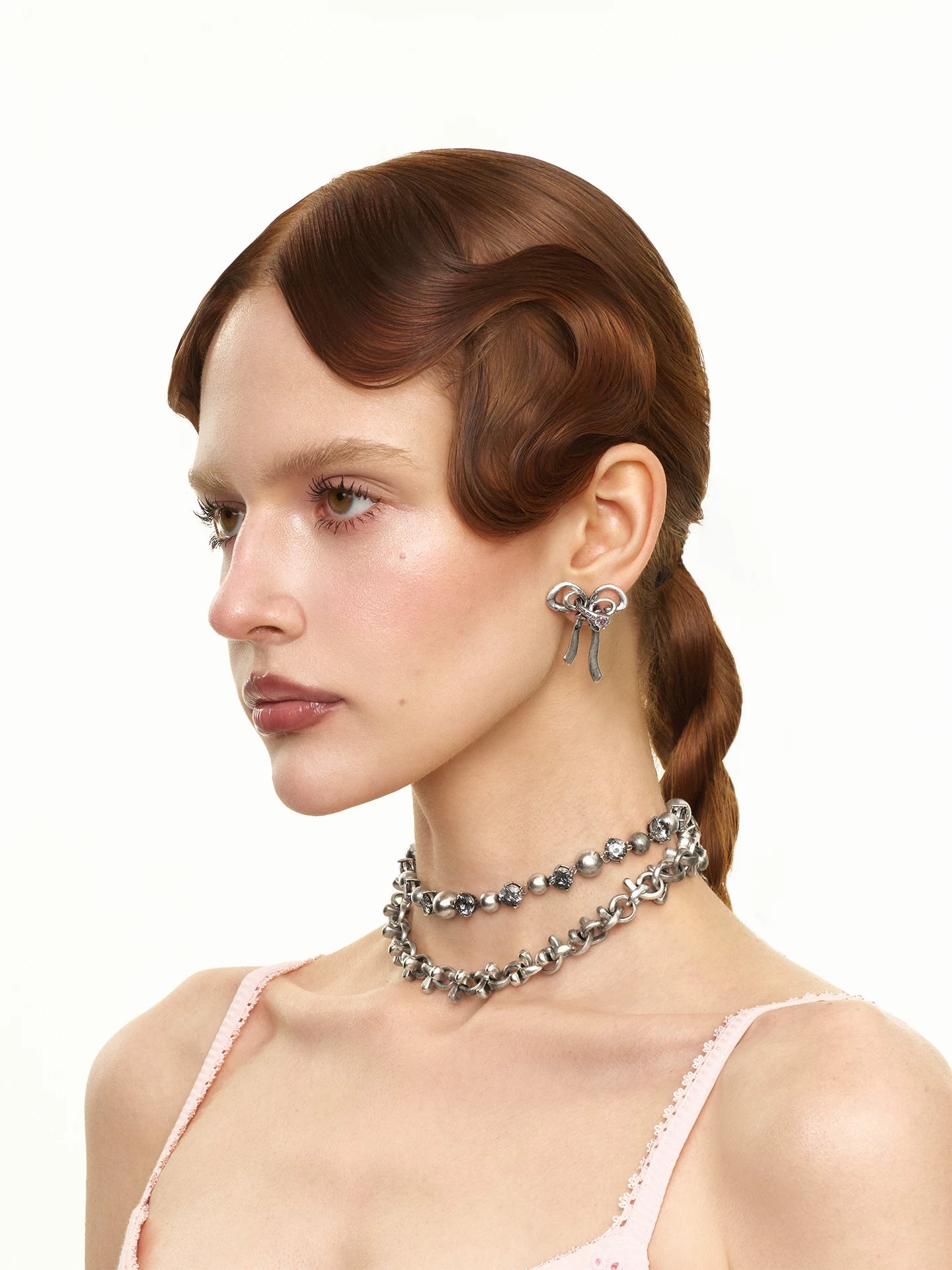 Vintage Bowknot &amp; Zircon Layered Choker