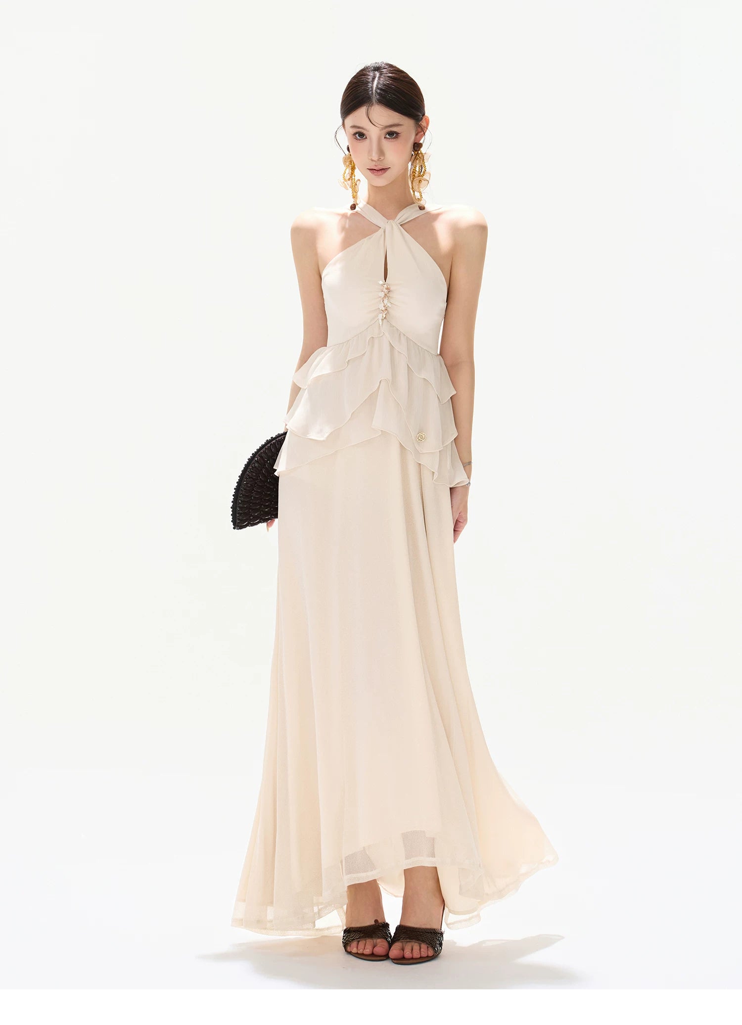 Embellished Chiffon Maxi Dress