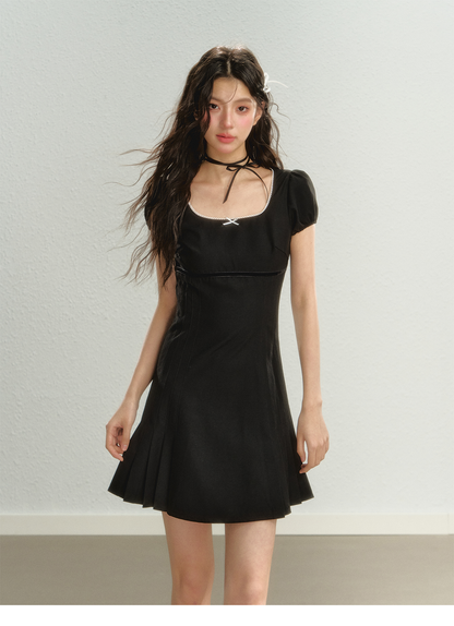 Square Neck Pleated Dress