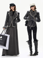 Suede Shearling Belted Jacket