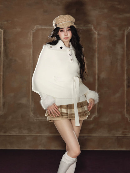 Kkaki Wool-Blend Plaid Pleated Skirt
