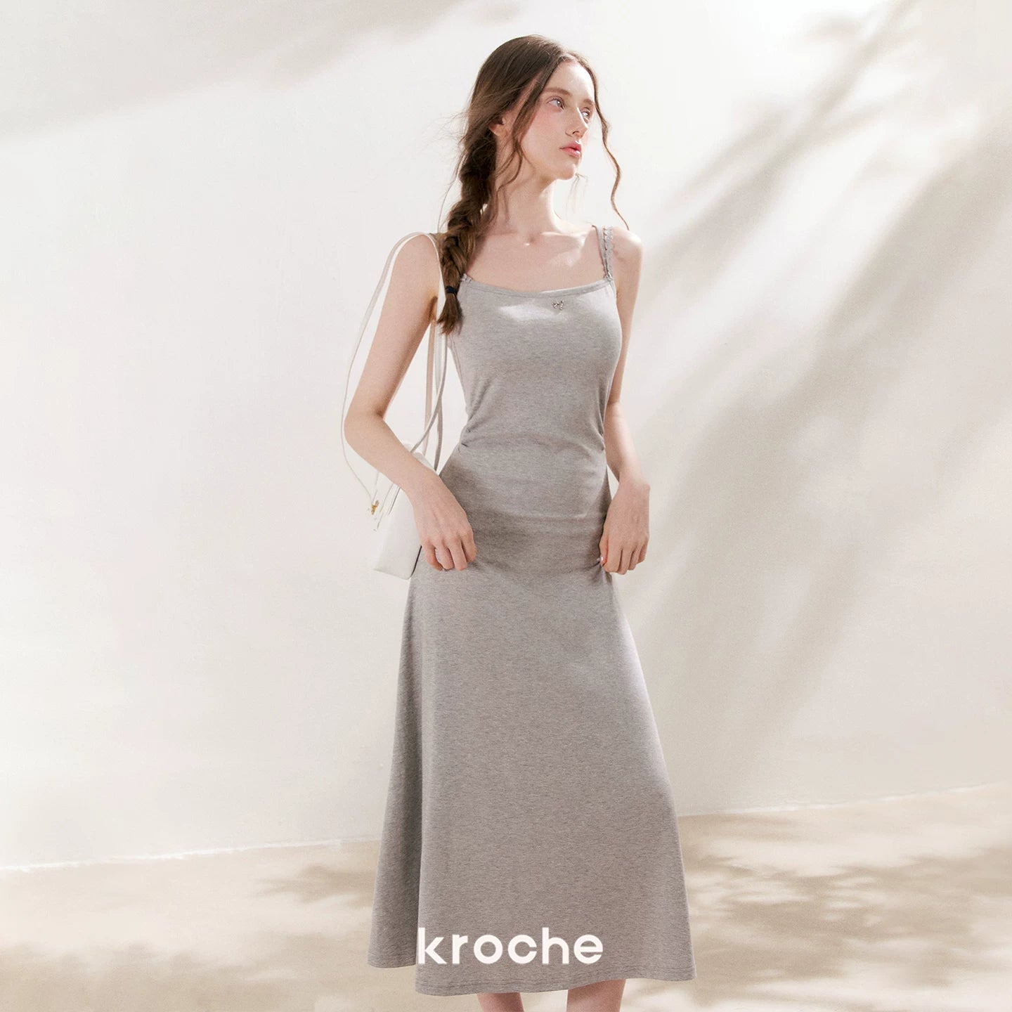 Gray Daisy Strap Knit Dress