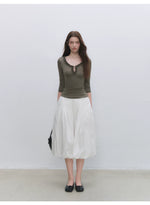 Lyocell Ruffle V-Neck Top