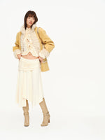 Ruched Ruffle Cardigan & Skirt Set